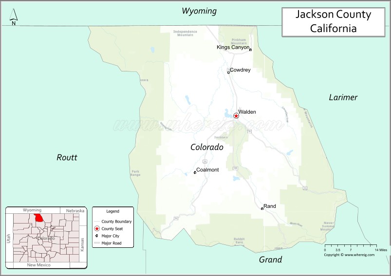 Map of Jackson County, Colorado