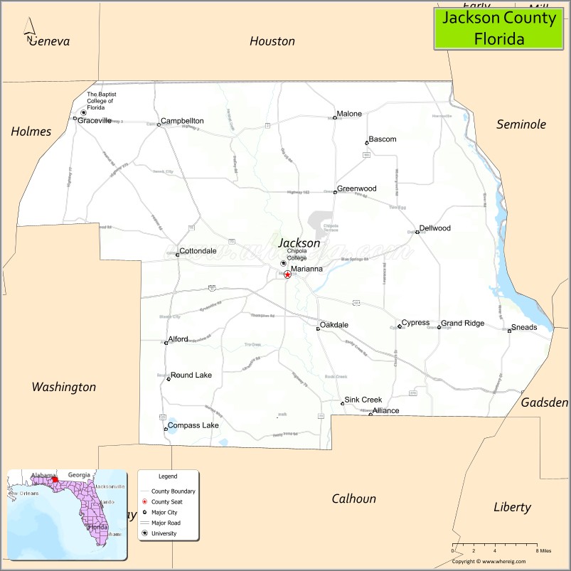 Map of Jackson County, Florida