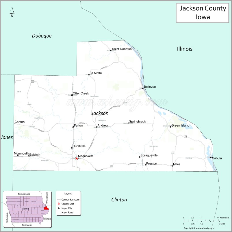 Map of Jackson County, Iowa