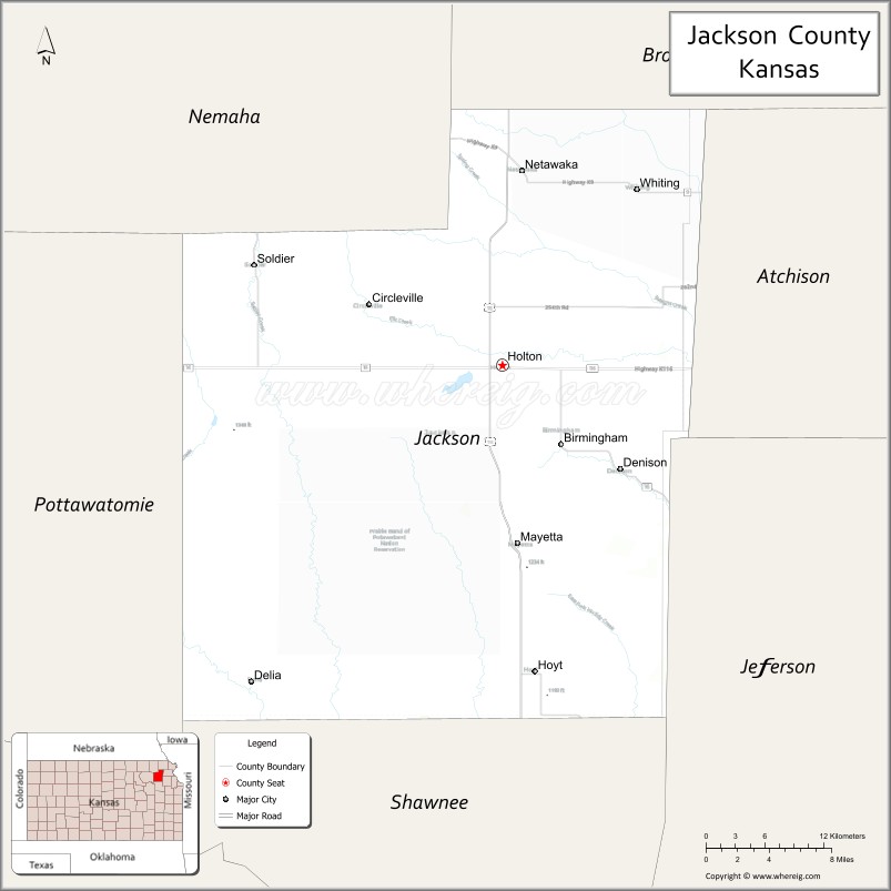 Map of Jackson County, Kansas