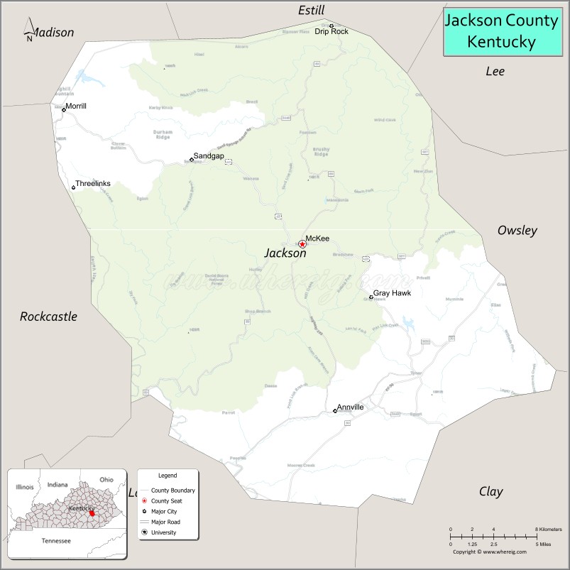 Map of Jackson County, Kentucky