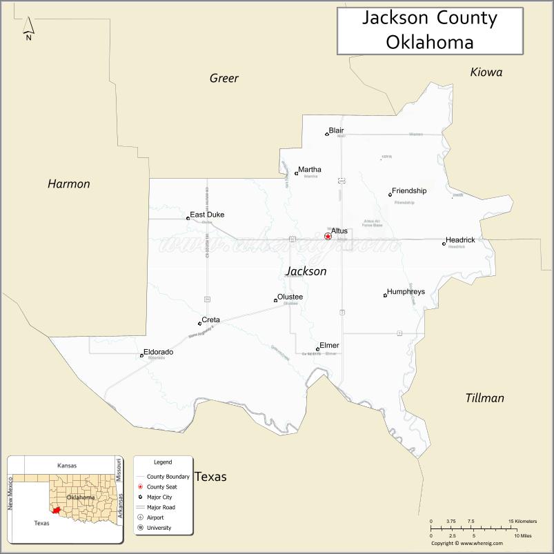 Map of Jackson County, Oklahoma