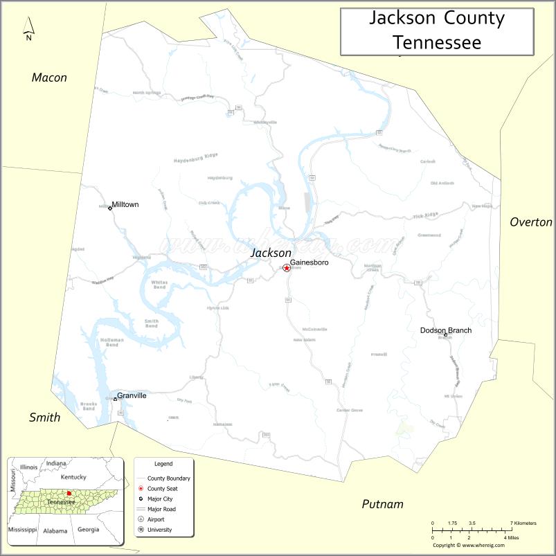 Map of Jackson County, Tennessee