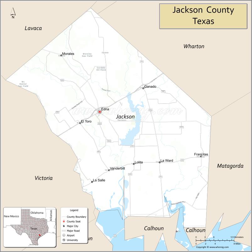 Map of Jackson County, Texas