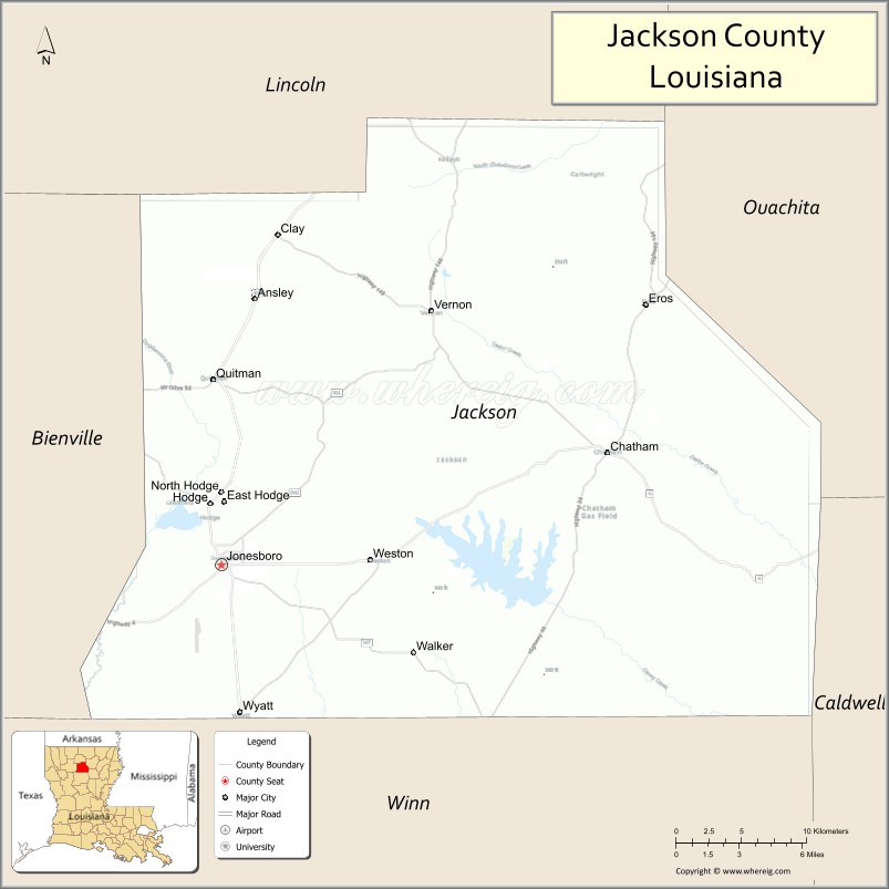 Map of Jackson Parish, Louisiana