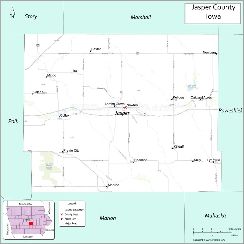Map of Jasper County, Iowa