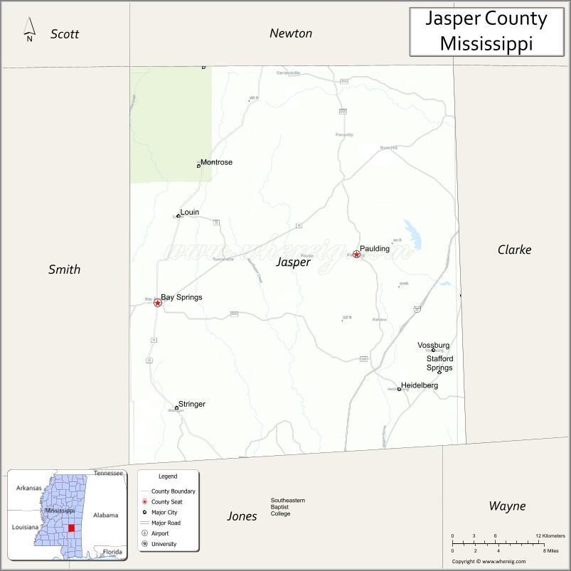 Map of Jasper County, Mississippi