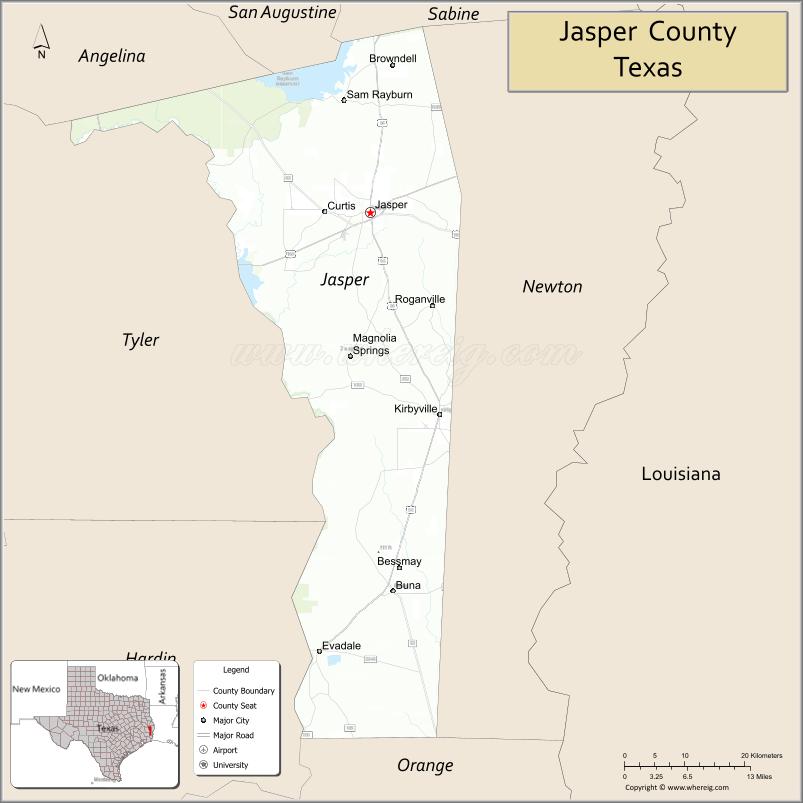 Map of Jasper County, Texas