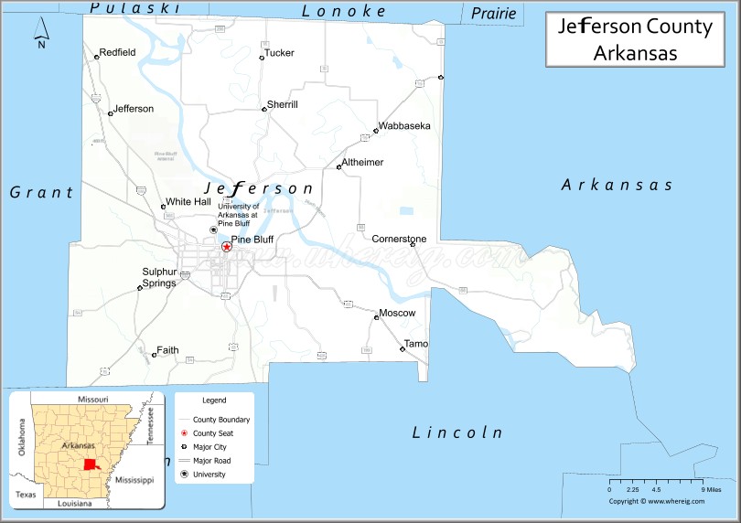 Map of Jefferson County, Arkansas