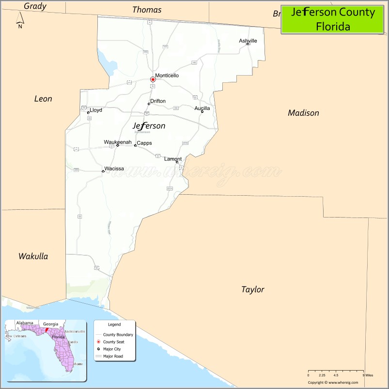 Map of Jefferson County, Florida