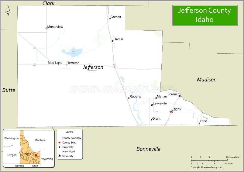 Map of Jefferson County, Idaho