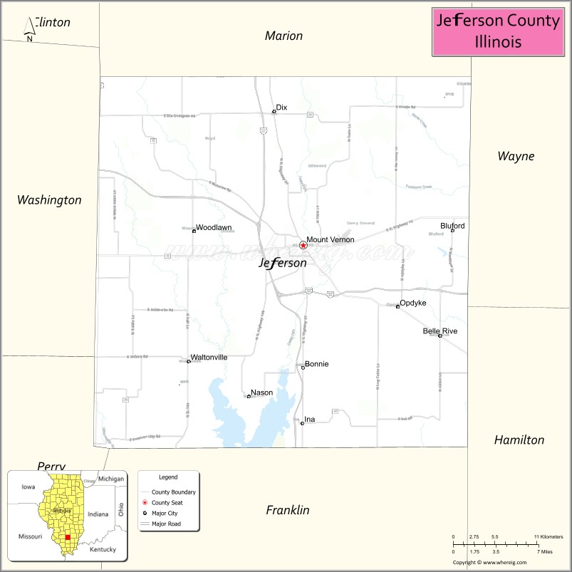 Jefferson County Map, Illinois