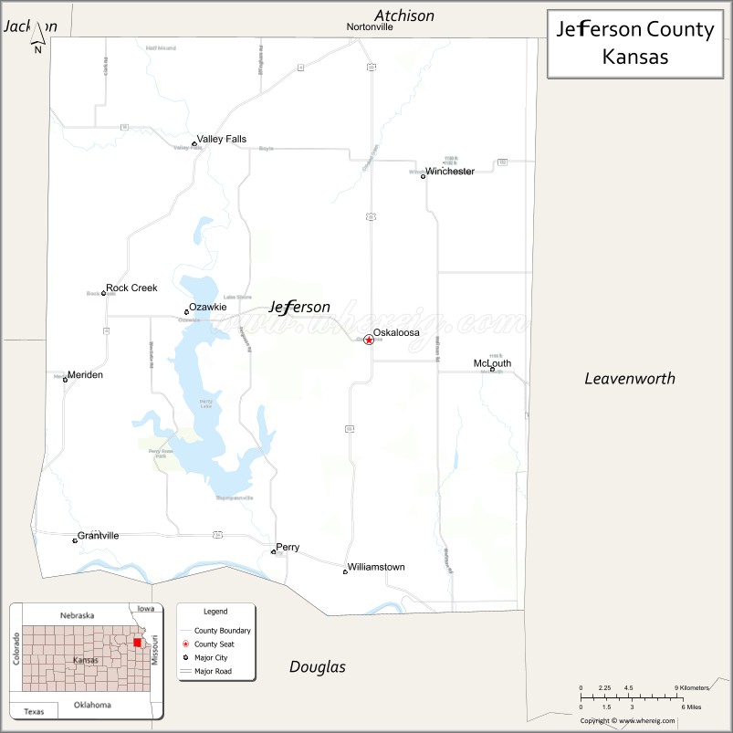 Map of Jefferson County, Kansas