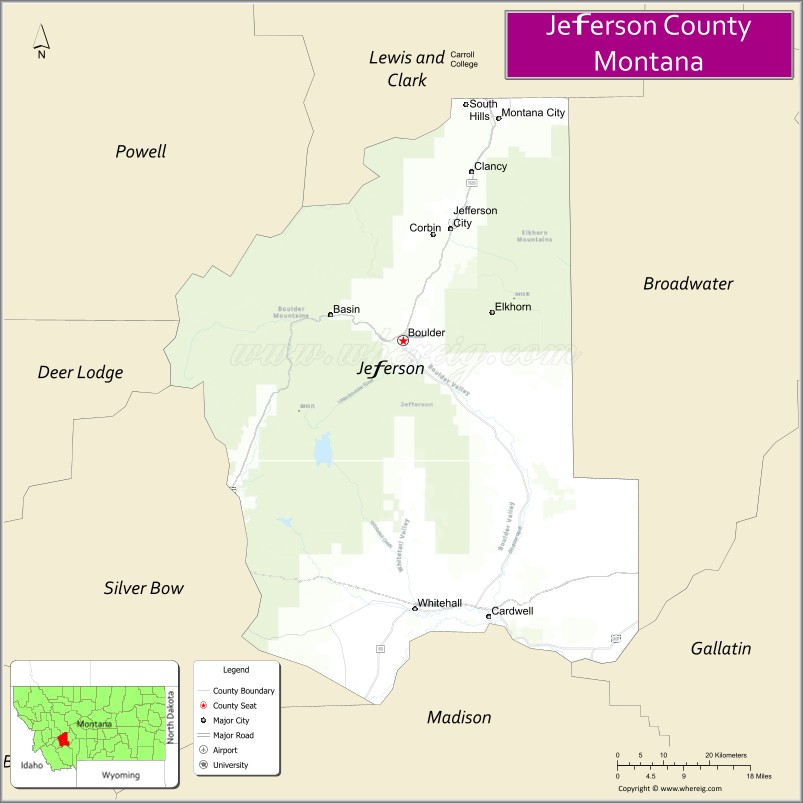 Map of Jefferson County, Montana