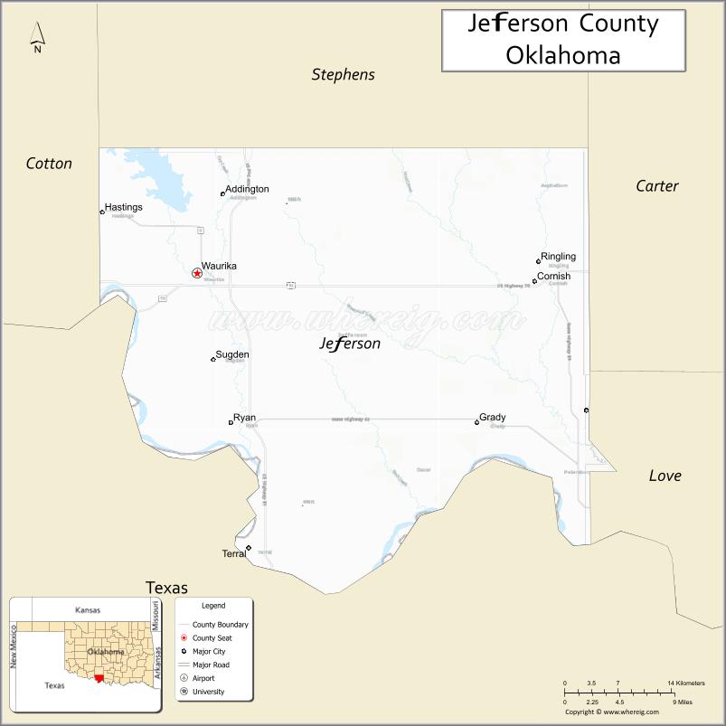 Map of Jefferson County, Oklahoma