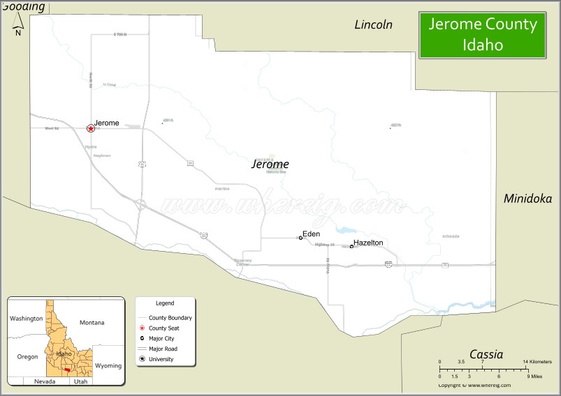 Map of Jerome County, Idaho
