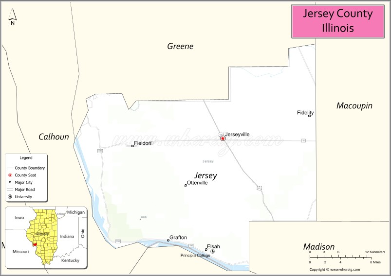 Map of Jersey County, Illinois