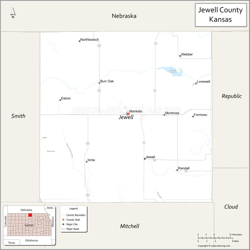 Map of Jewell County, Kansas