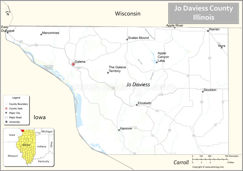 Map of Jo Daviess County, Illinois