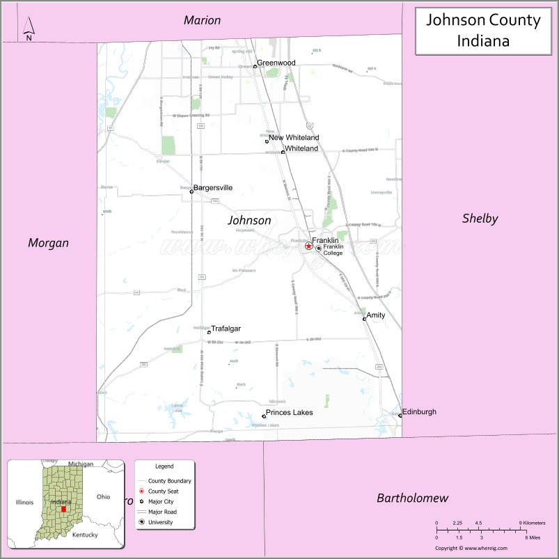 Map of Johnson County, Indiana