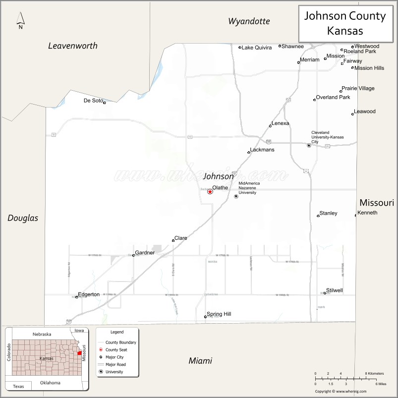 Map of Johnson County, Kansas