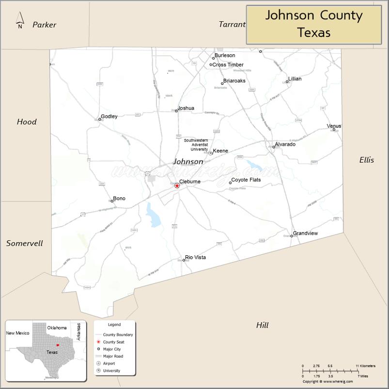 Map of Johnson County, Texas