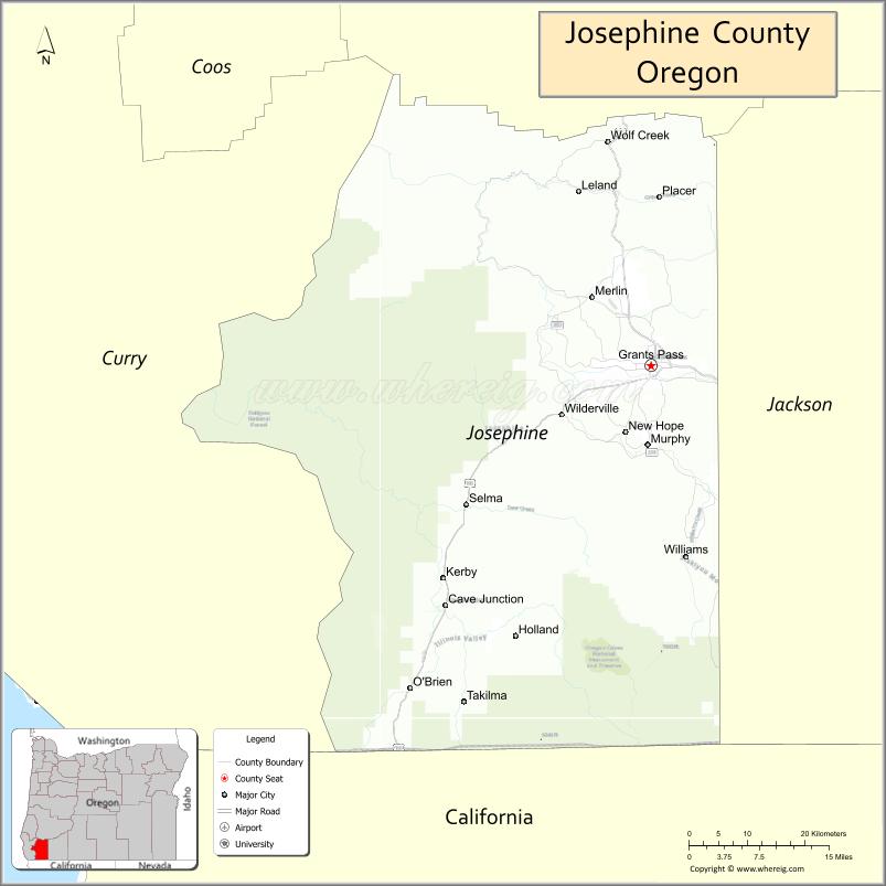 Map of Josephine County, Oregon