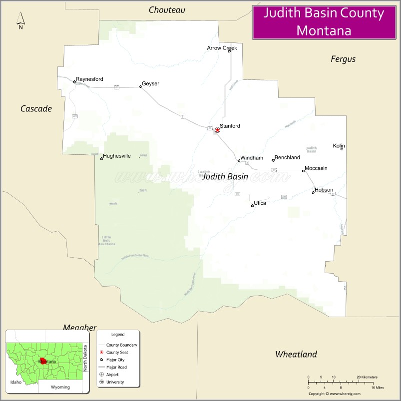 Map of Judith Basin County, Montana