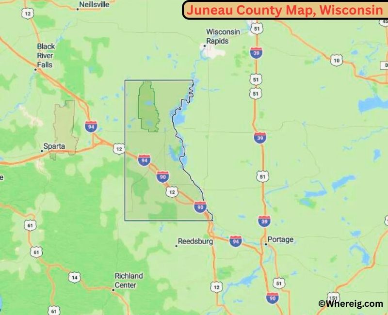 Map of Juneau County, Wisconsin