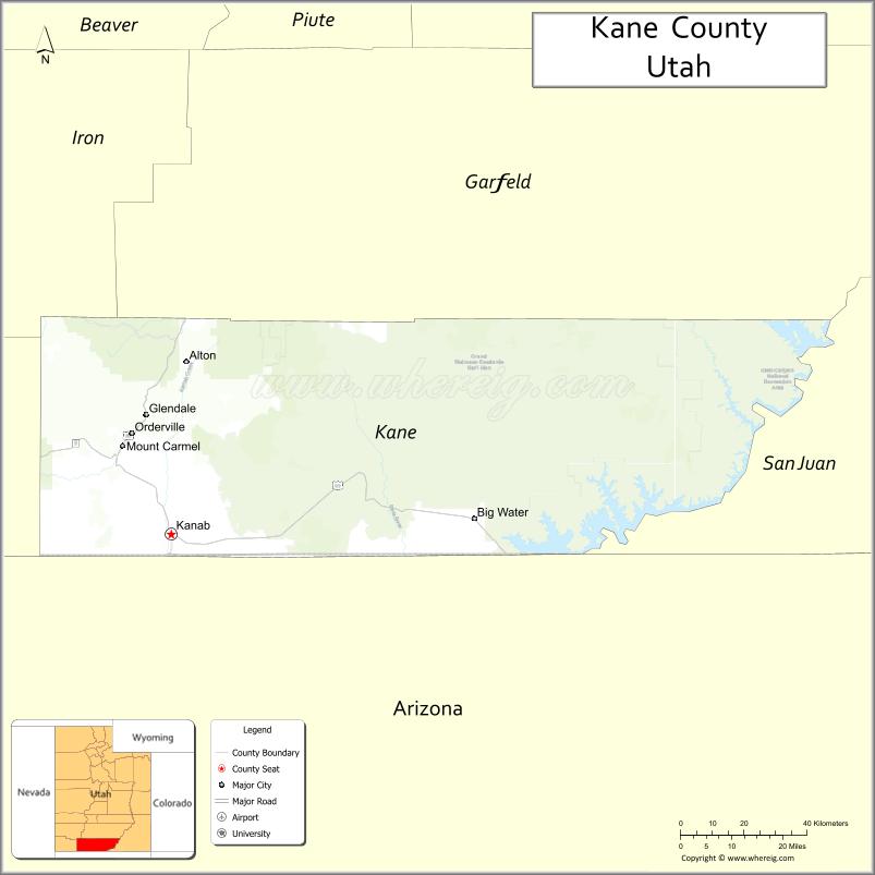 Map of Kane County, Utah