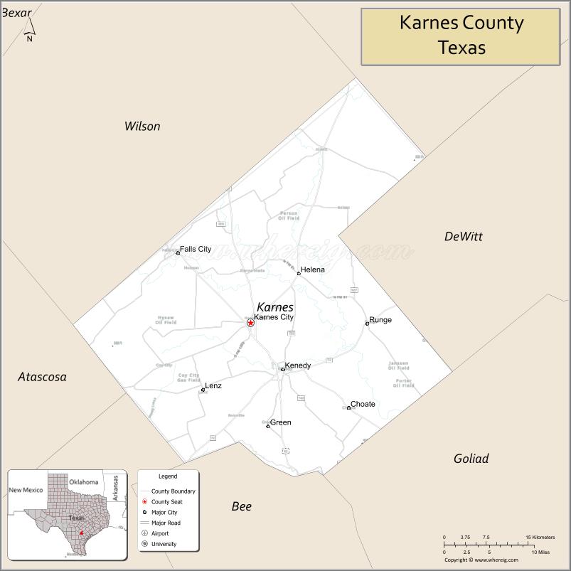 Map of Karnes County, Texas