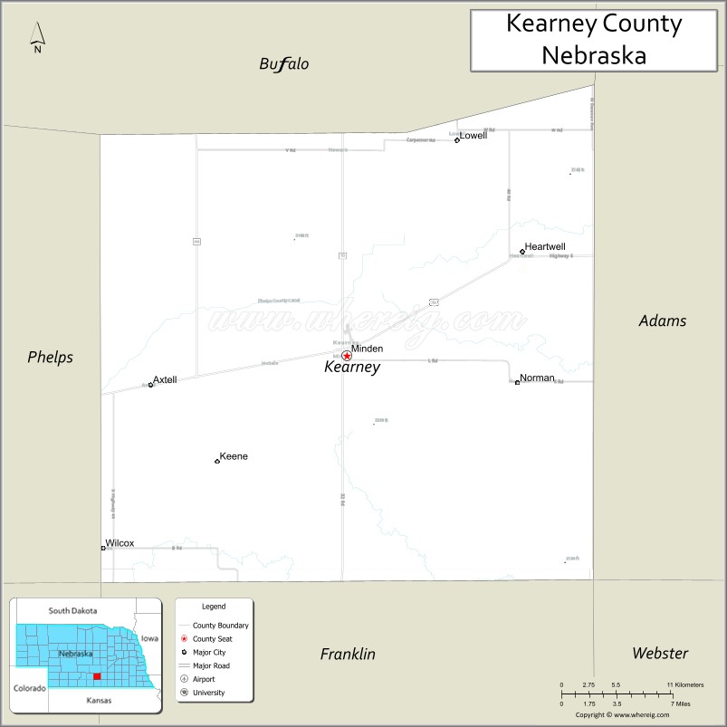 Map of Kearney County, Nebraska