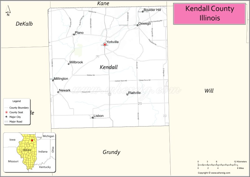 Map of Kendall County, Illinois