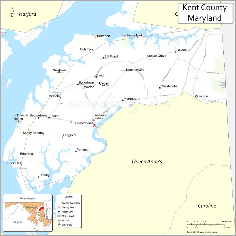 Map of Kent County, Maryland