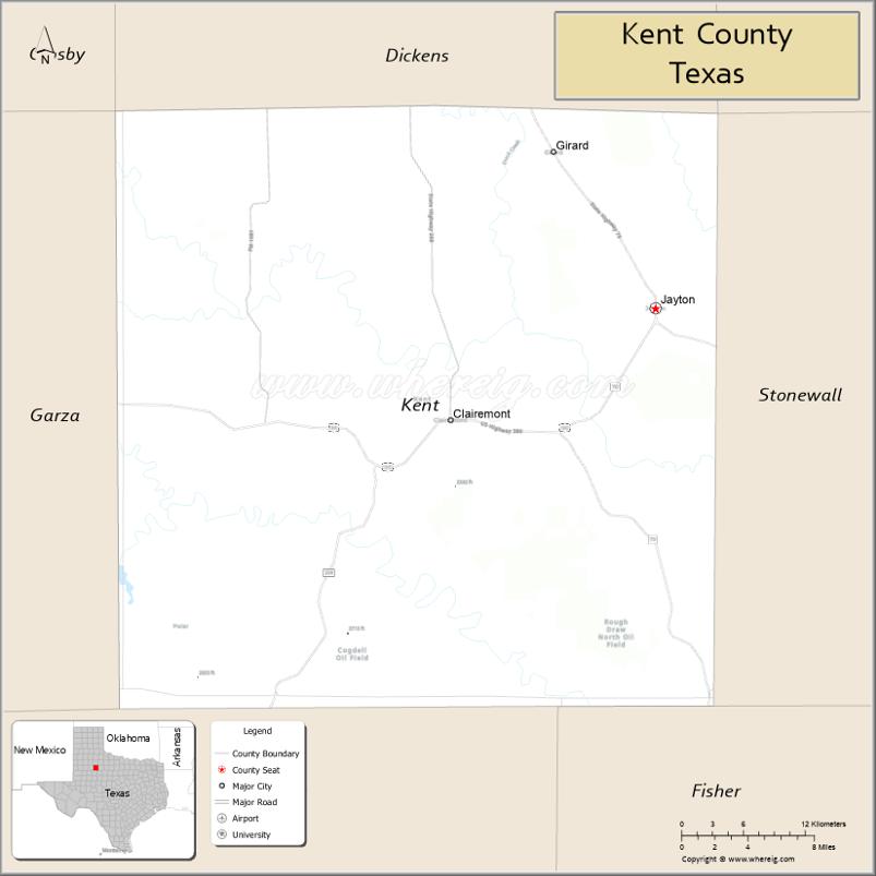 Map of Kent County, Texas