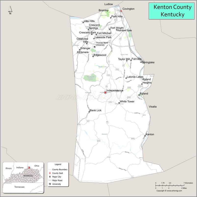 Map of Kenton County, Kentucky