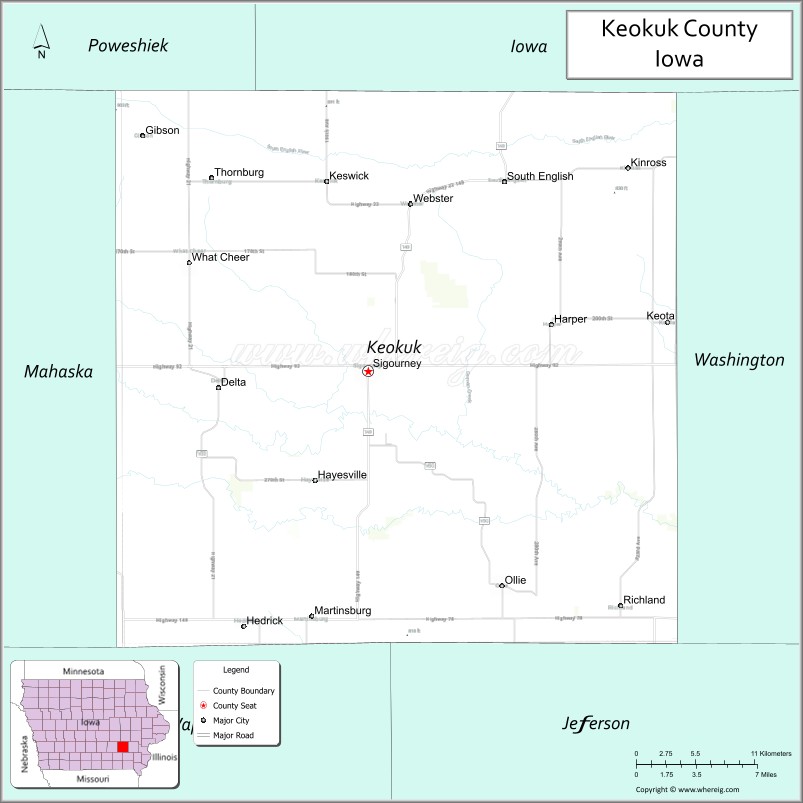 Map of Keokuk County, Iowa