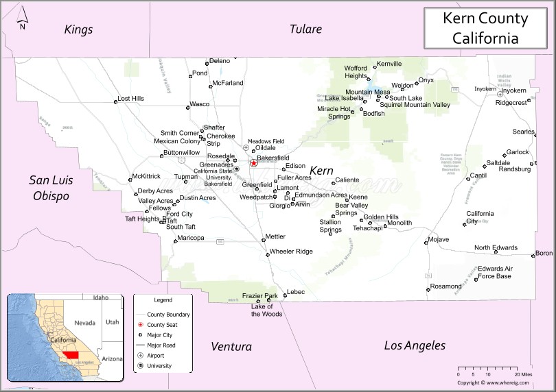 Map of Kern County, California