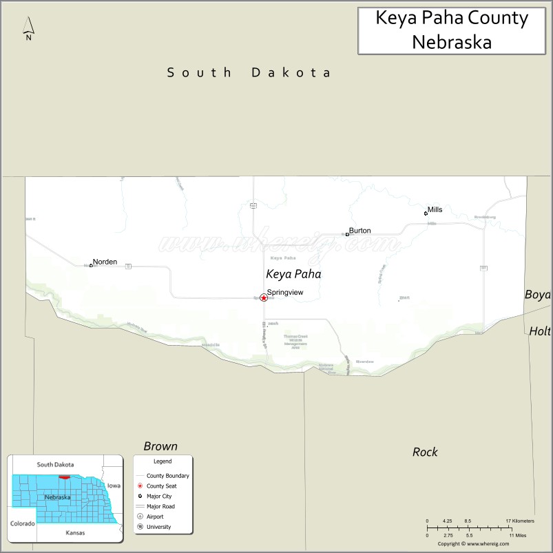 Map of Keya Paha County, Nebraska