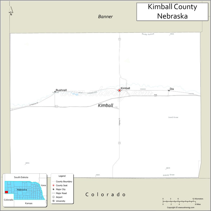 Map of Kimball County, Nebraska