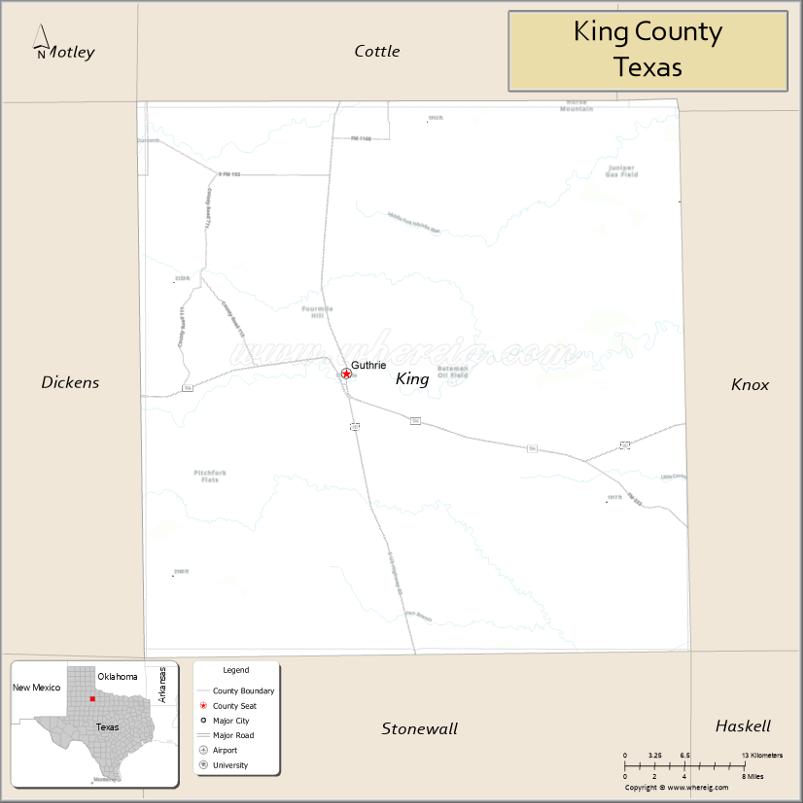Map of King County, Texas