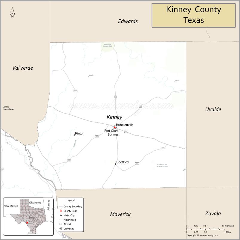 Map of Kinney County, Texas