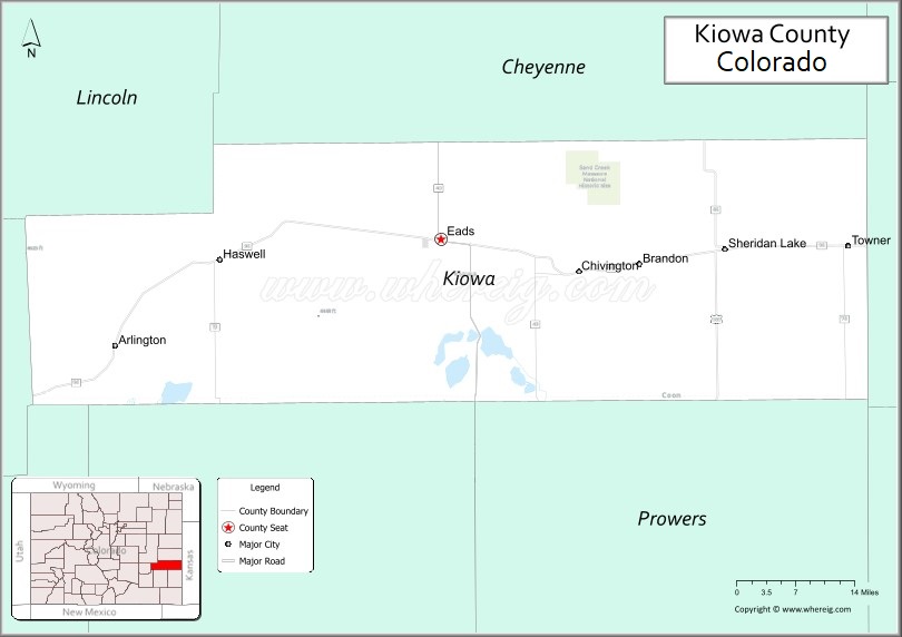 Map of Kiowa County, Colorado