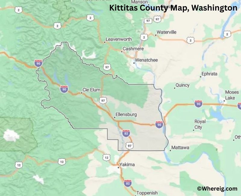 Map of Kittitas County, Washington