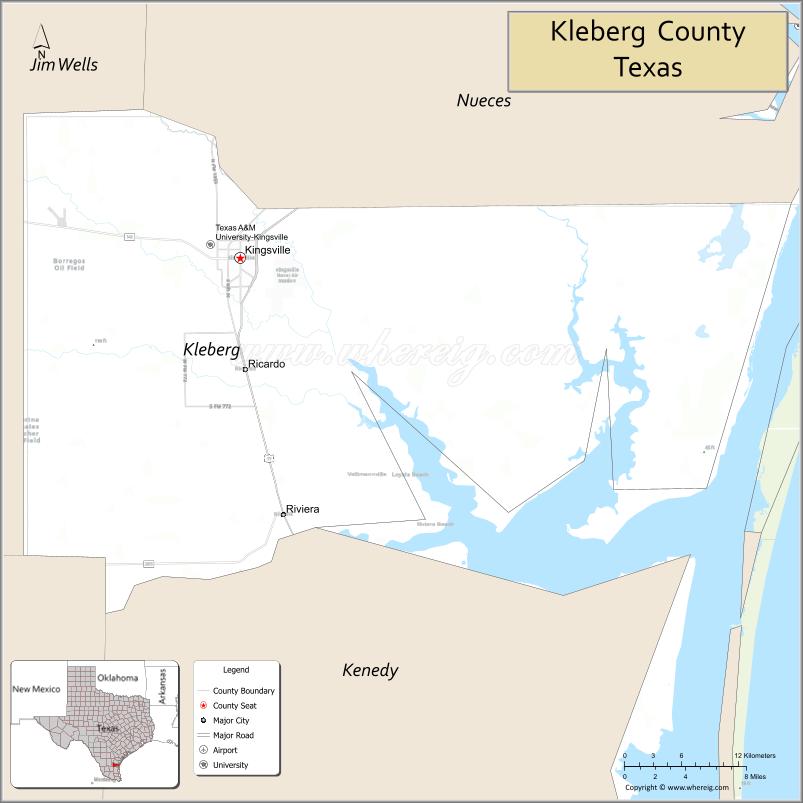Map of Kleberg County, Texas