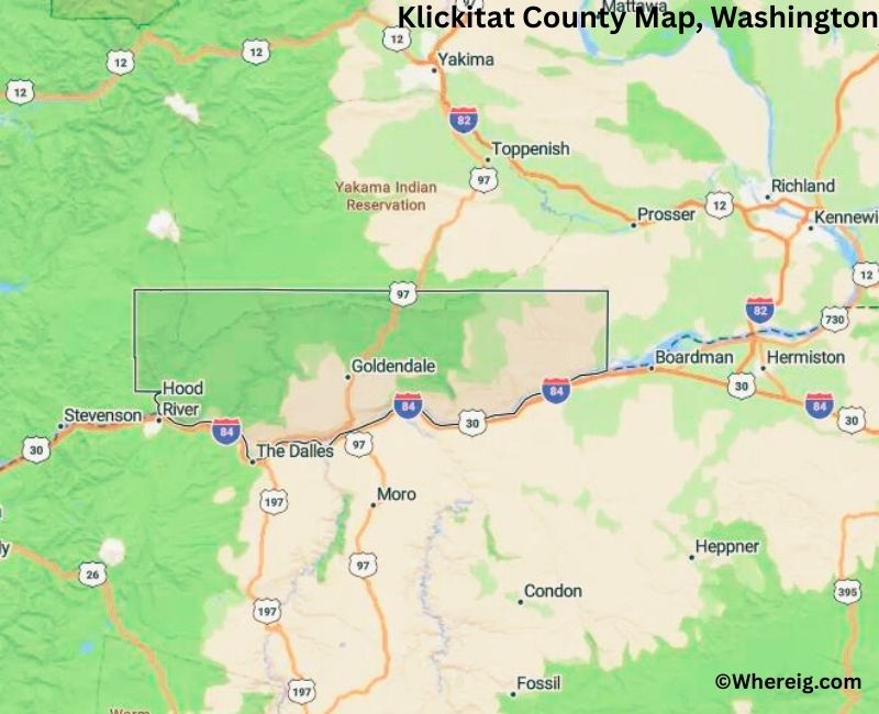Map of Klickitat County, Washington