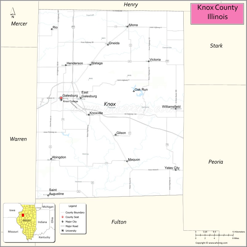 Map of Knox County, Illinois