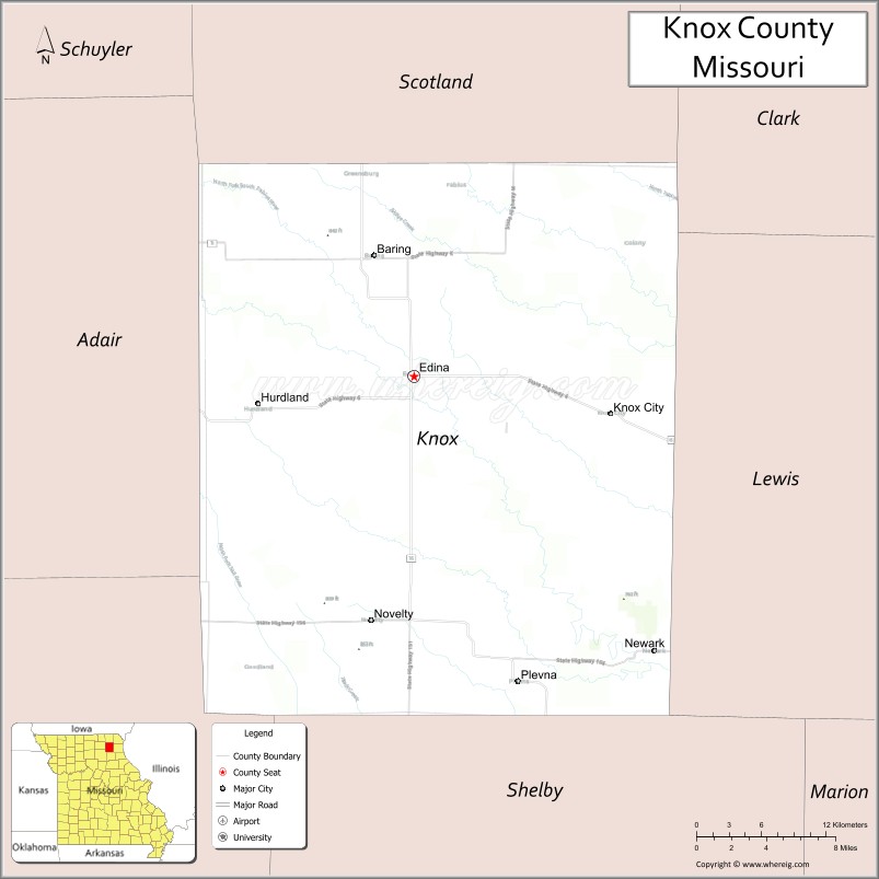 Map of Knox County, Missouri