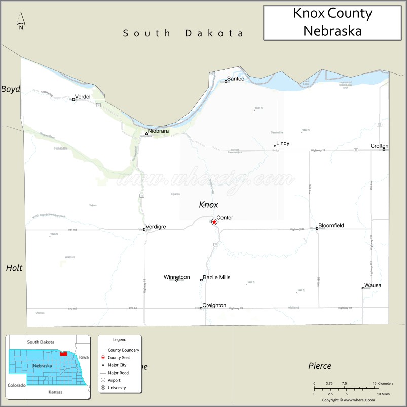 Map of Knox County, Nebraska