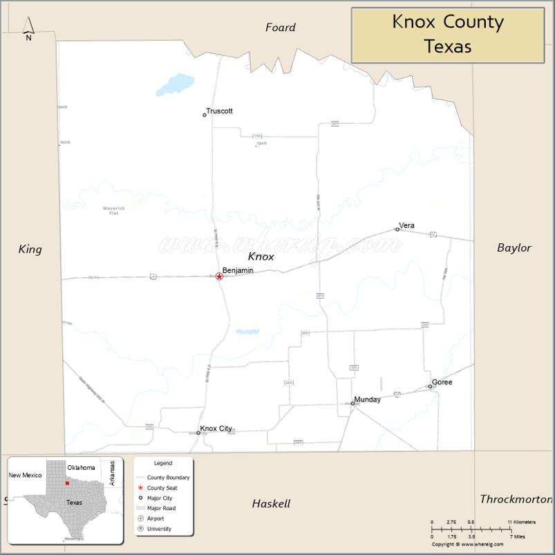 Map of Knox County, Texas